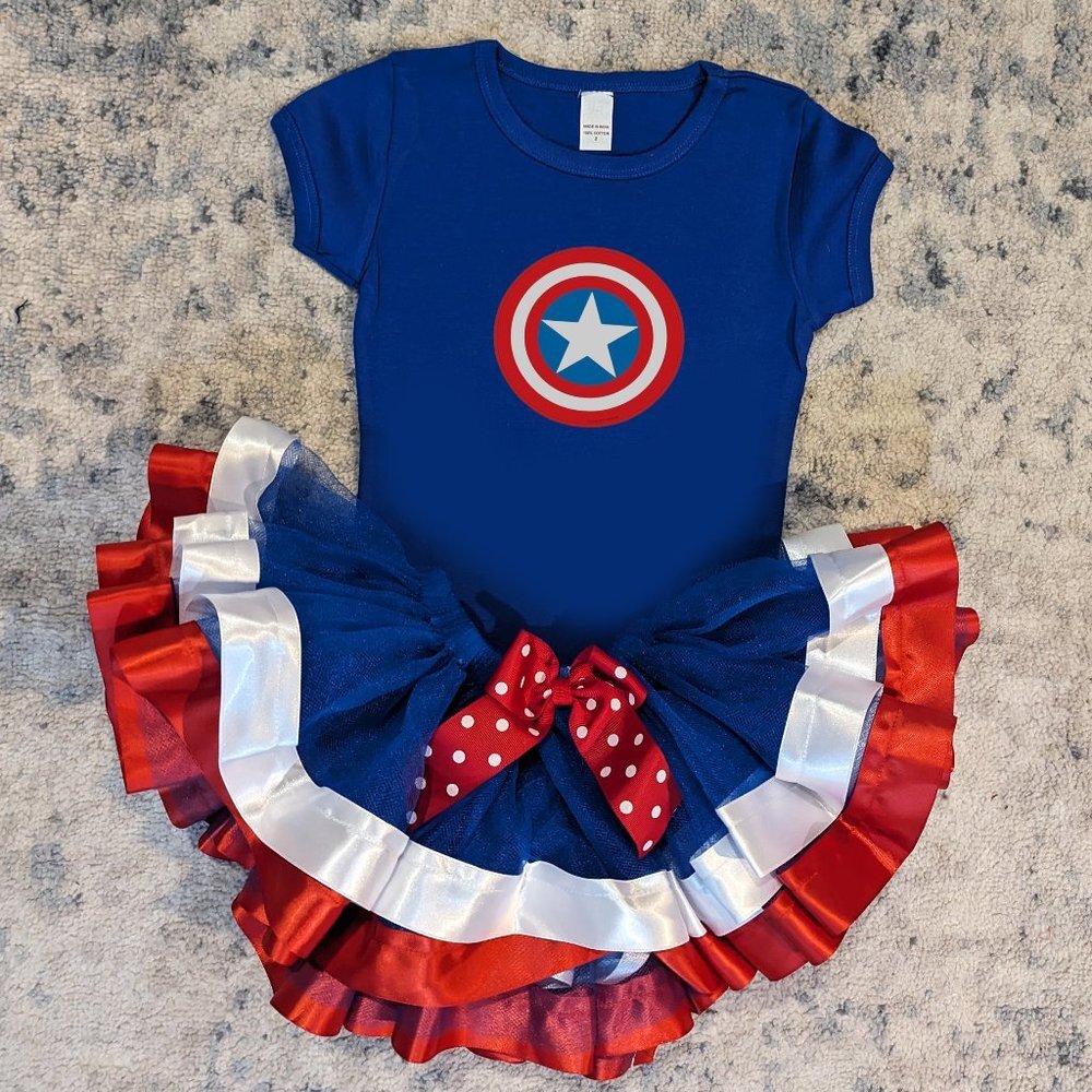 Captain America Halloween Costume Baby Toddler Girl 12-18M to 2T NEW